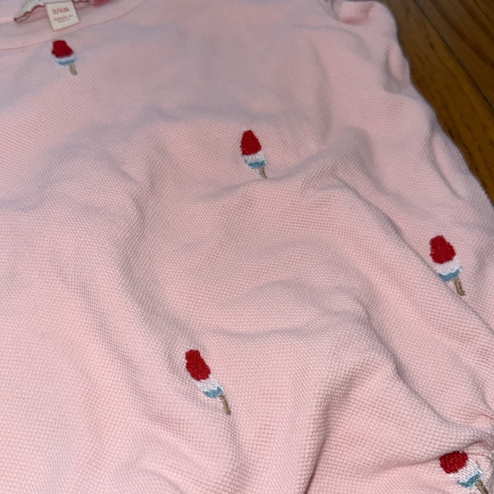 Pink Chicken phoebe cotton bubble romper rocket pop ice cream 4th of July 3/6 - Picture 2 of 5